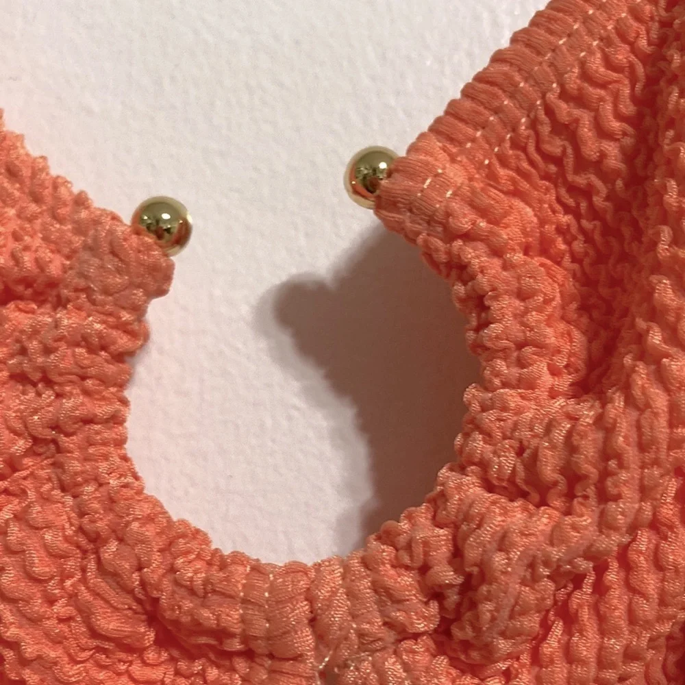 NASTY GAL Crinkle Sexy Cut Ring One Shoulder Bikini Orange Women Size 12